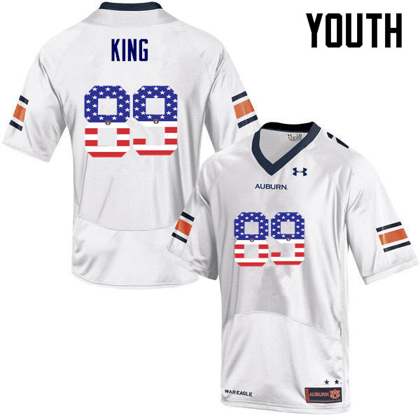 Youth Auburn Tigers #89 Griffin King USA Flag Fashion White College Stitched Football Jersey
